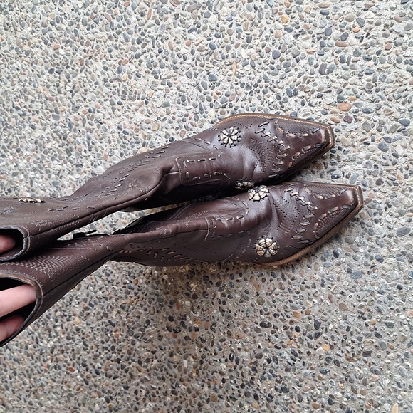 Y2K BCBGirls Brown Leather Cowboy Boots Size 8.5 B - Picture 3 of 13